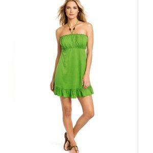 Fang Glam Dress Green Sundress Coverup Strapless Ruffle He…Brat Girl Summer